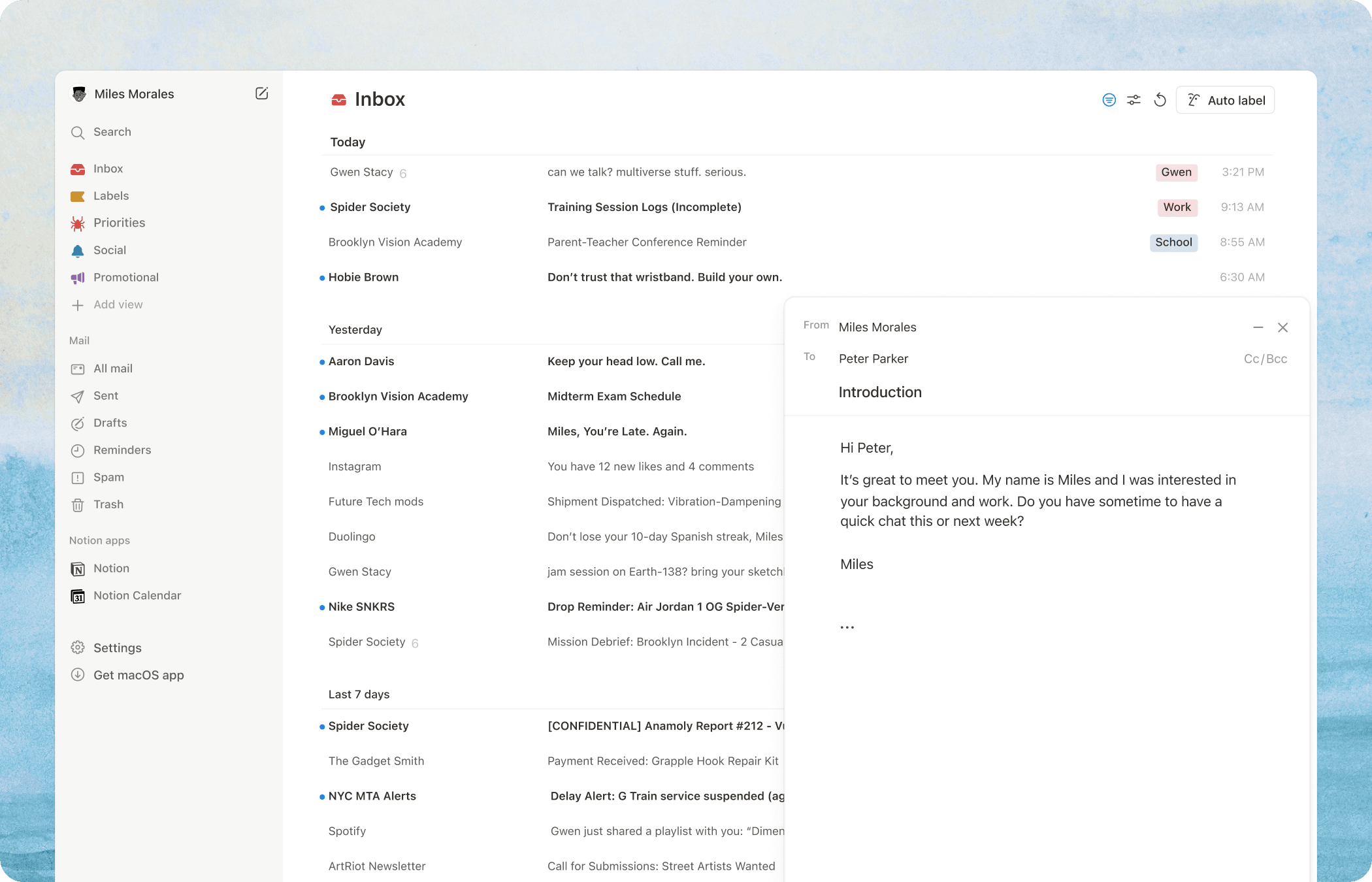 Notion Mail interface