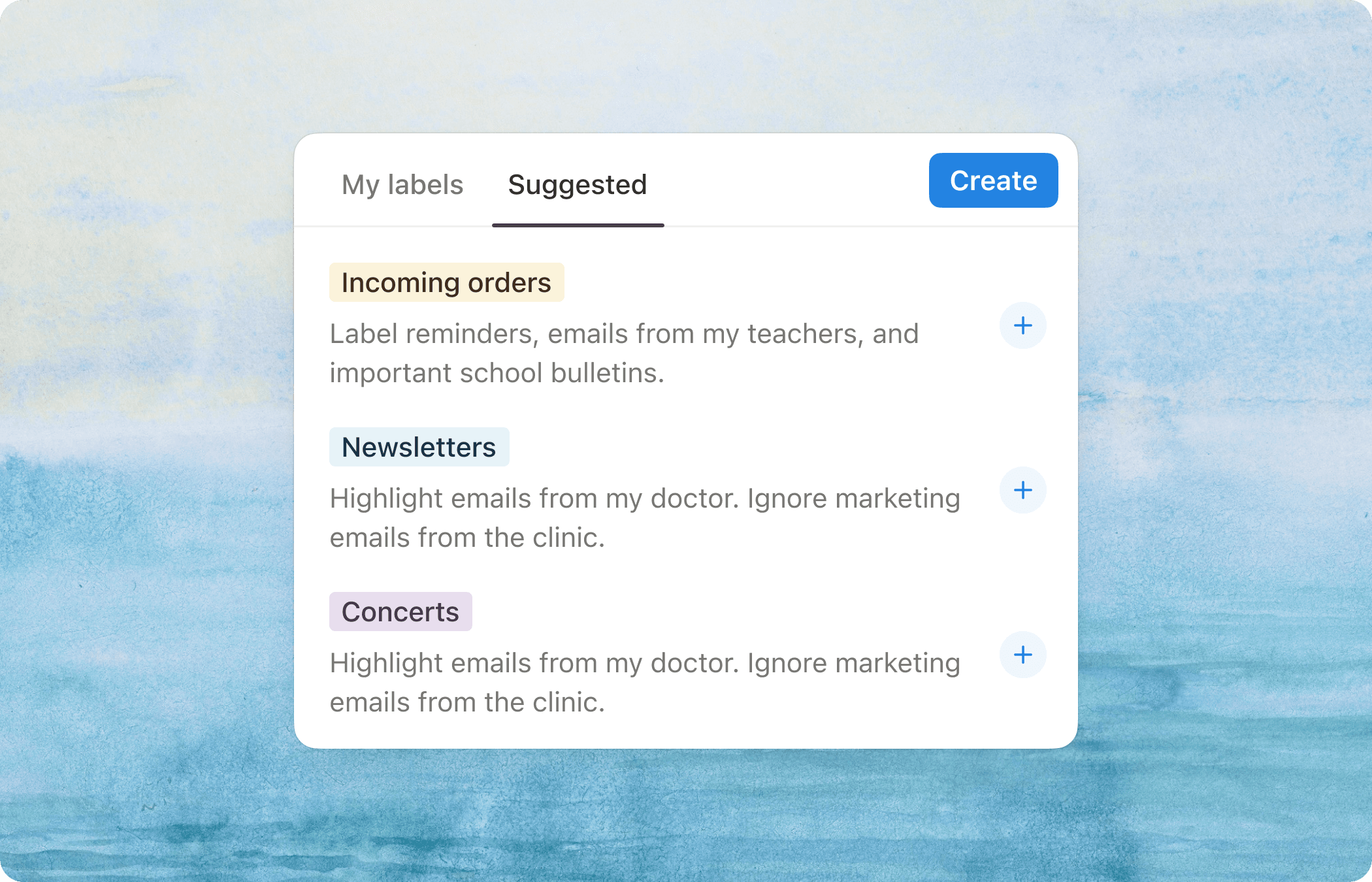 Auto label suggestions