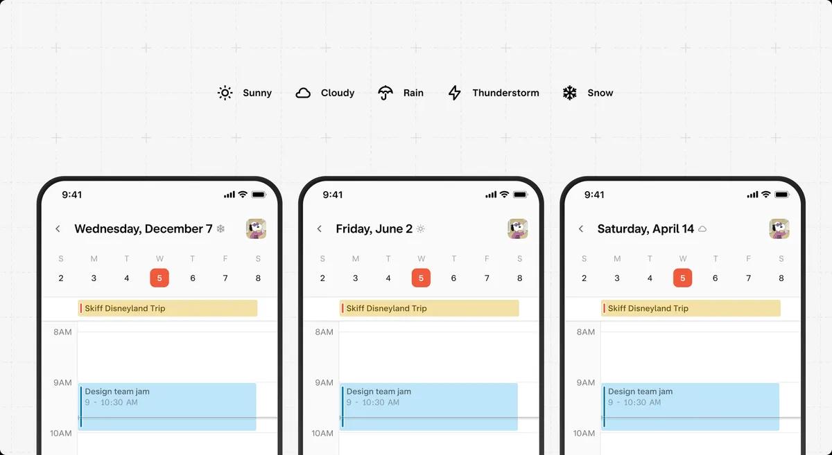Calendar weather tracker concept